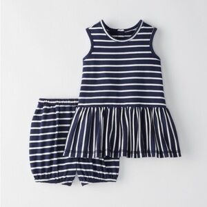 Hanna Andersson So Breezy Navy Set 100% Cotton Baby Girl Size 6-12 Months